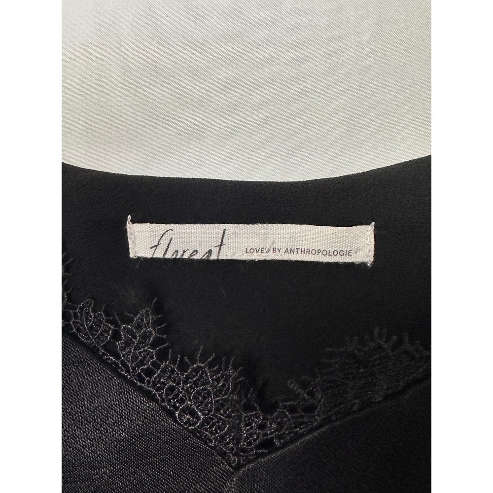 Floret Anthropologie Black Lace Trim Cami Top Sleeveless Blouse - Picture 4 of 8